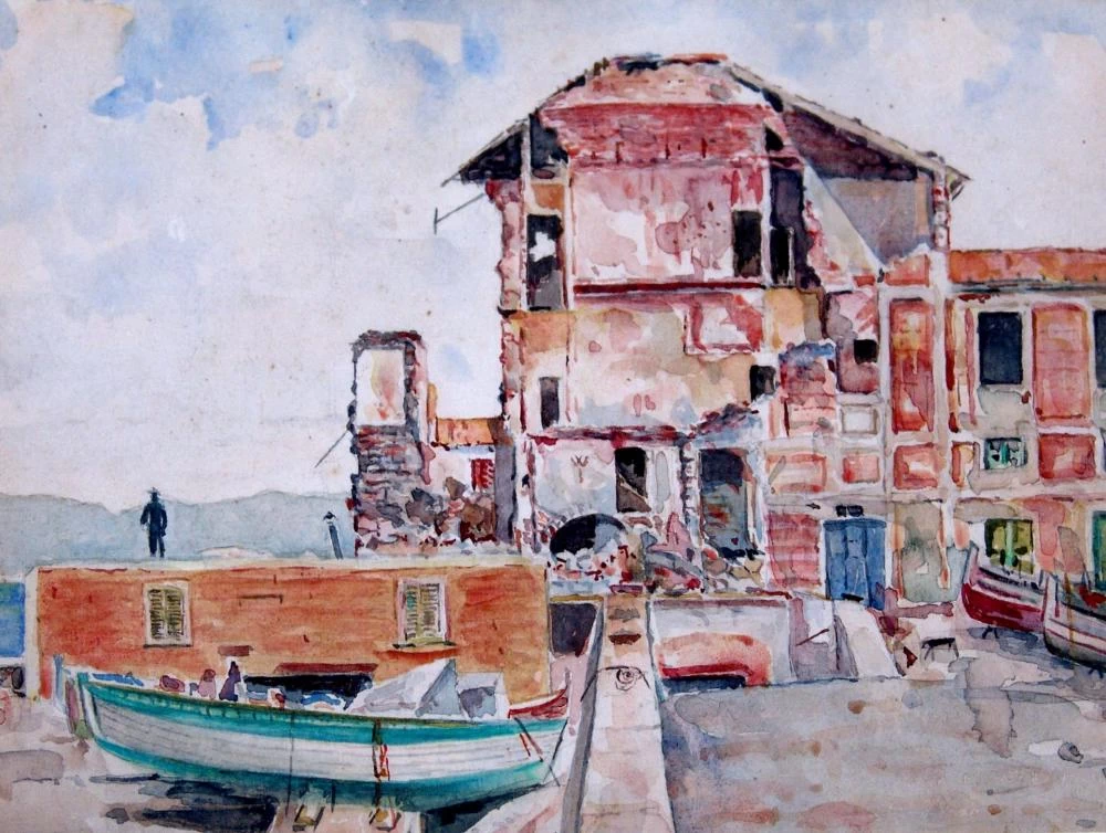Barche e casa diroccata